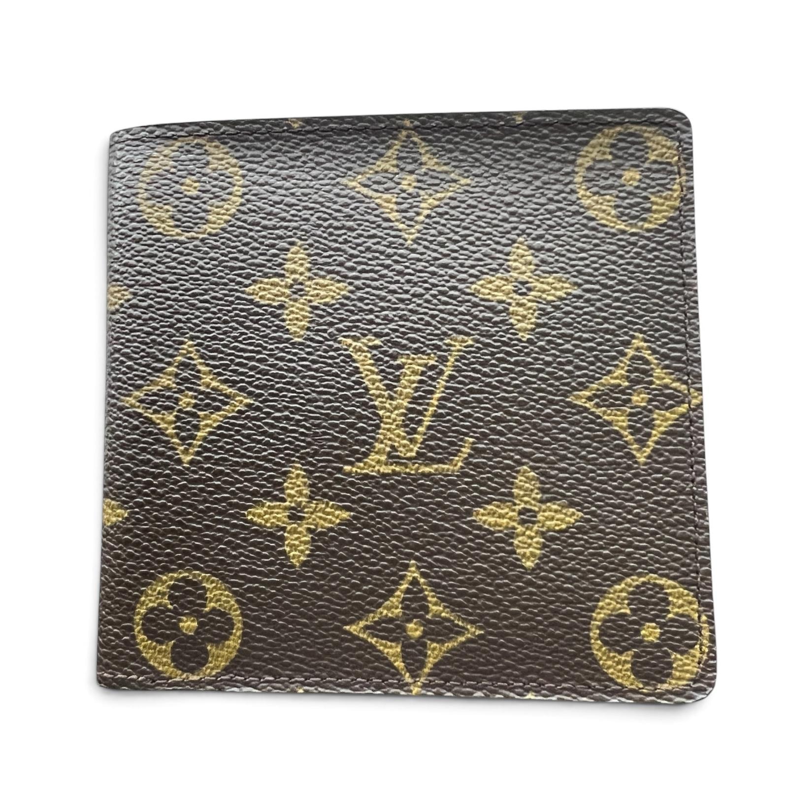 LOUIS VUITTON 極美品 ルイヴィトン ポルトフォイユ マルコ モノグラム 二つ折り財布 M61675 PVC レザー CT1003 ブラウン コンパクトウォレット ミニ財布 ヴィトン LV Aランク 中古 鑑定済 ヴィトン財布