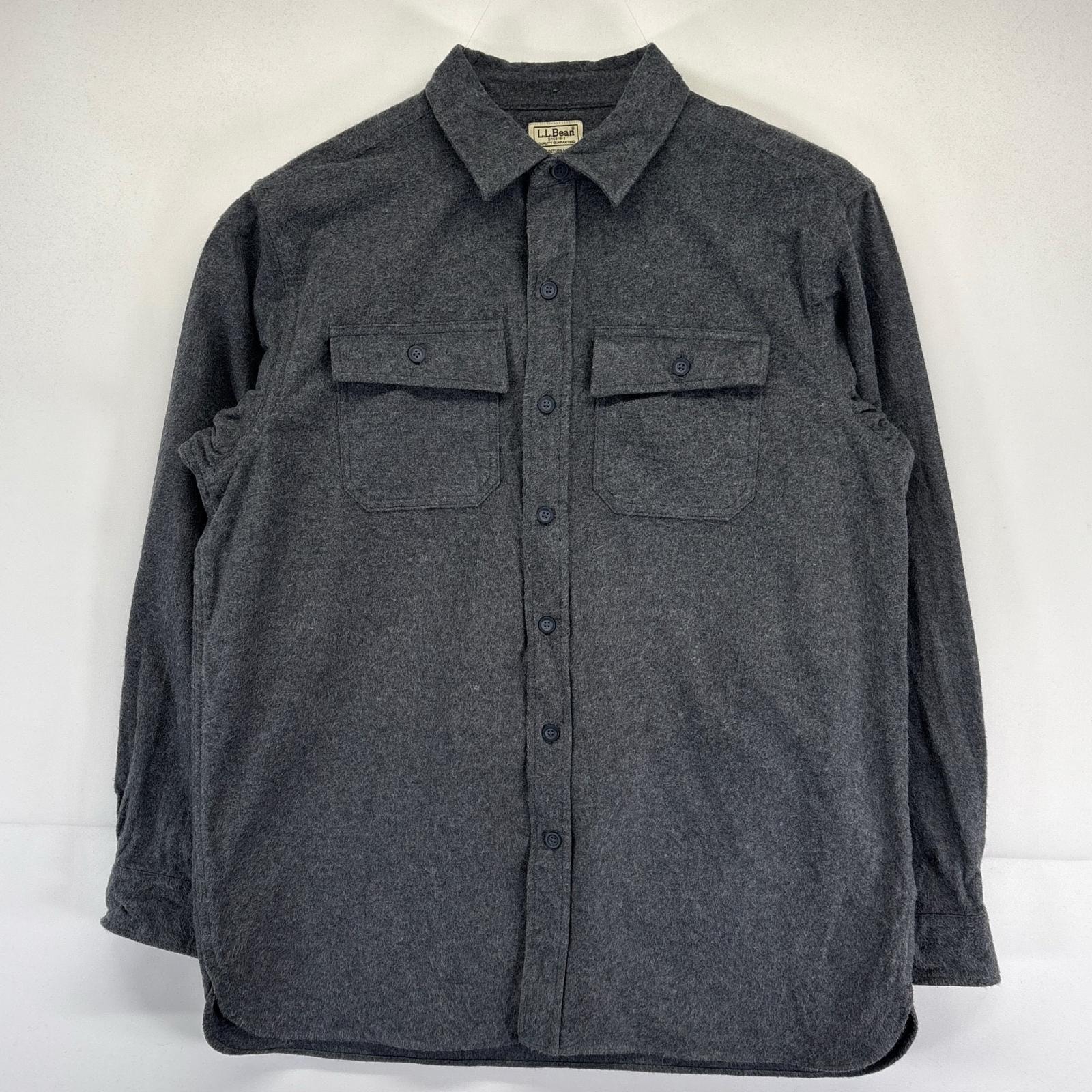 古着 00’s/00年代 エルエルビーン L.L.Bean 長袖シャツ シャモアシャツ 無地 胸ポケット アウトドア L グレー系 メンズ