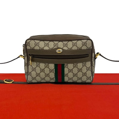 GUCCI グッチ シェリーライン GG ロゴ 金具 レザー PVC ショルダーバッグ ブラウン
20562