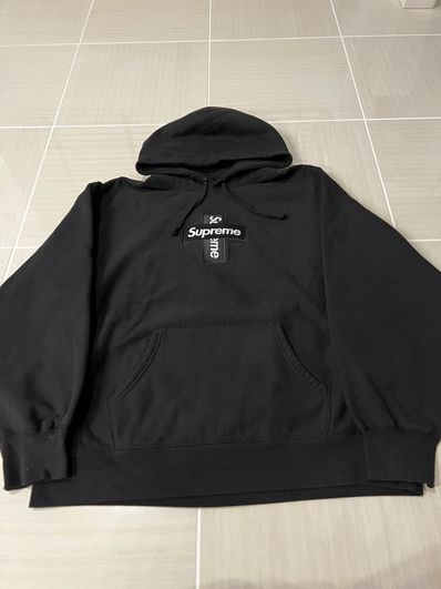 Supreme Cross Box Logo Hooded Sweatshirt "Black"