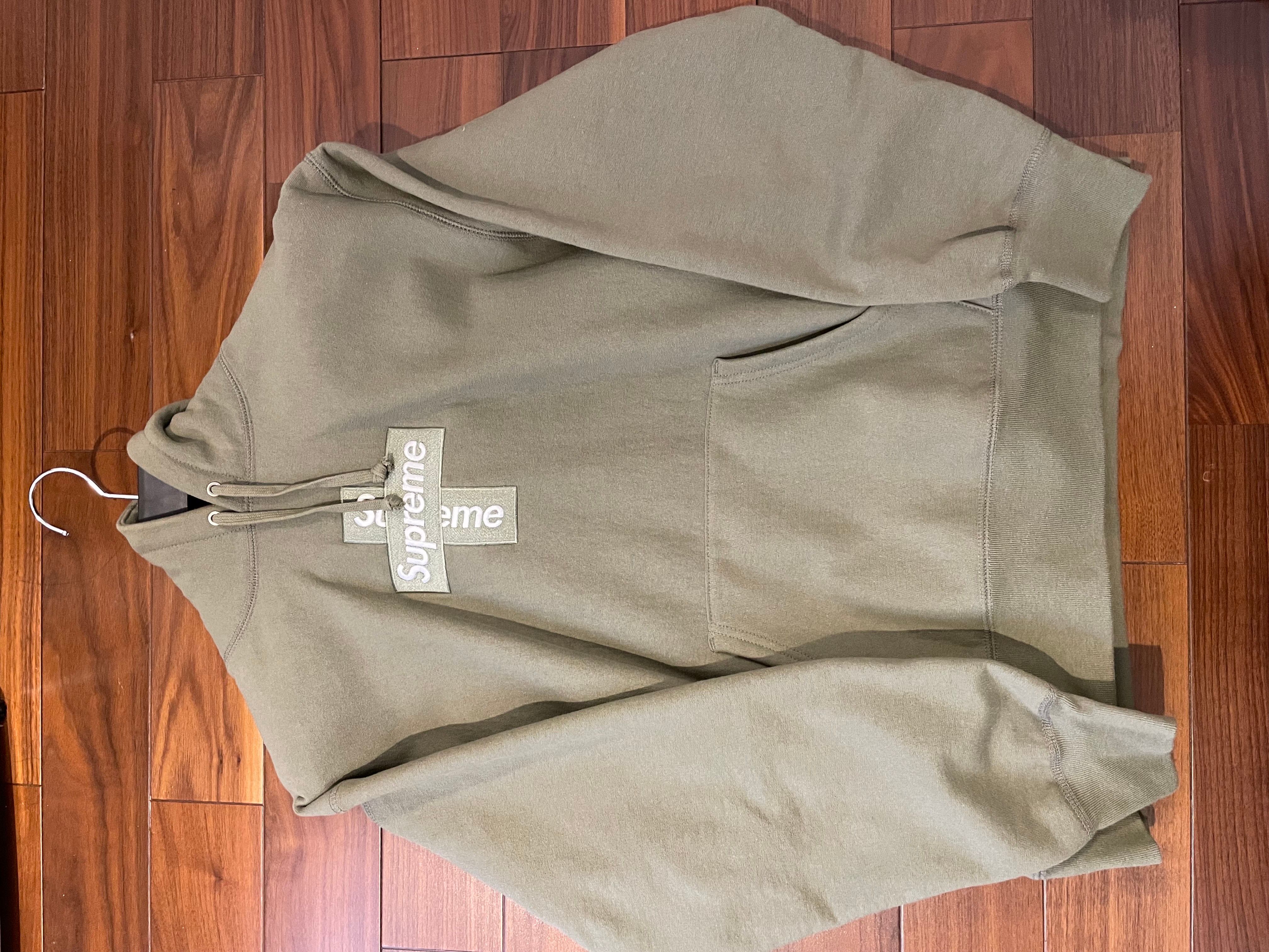 Supreme Cross Box Logo Hooded Sweatshirt "Light Olive"