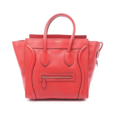 セリーヌ CELINE ラゲージ ミニショッパー ハンドバッグ バッグ レザー レディース レッド系 189213 【中古】