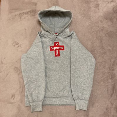 Supreme Cross Box Logo Hooded Sweatshirt "Grey"