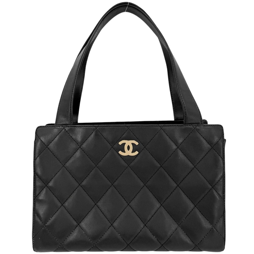 CHANEL シャネル ハンドバッグ マトラッセ ココマーク トートバッグ 肩掛け ラムスキン    ブラック 黒 ゴールド金具 レディース【中古品】