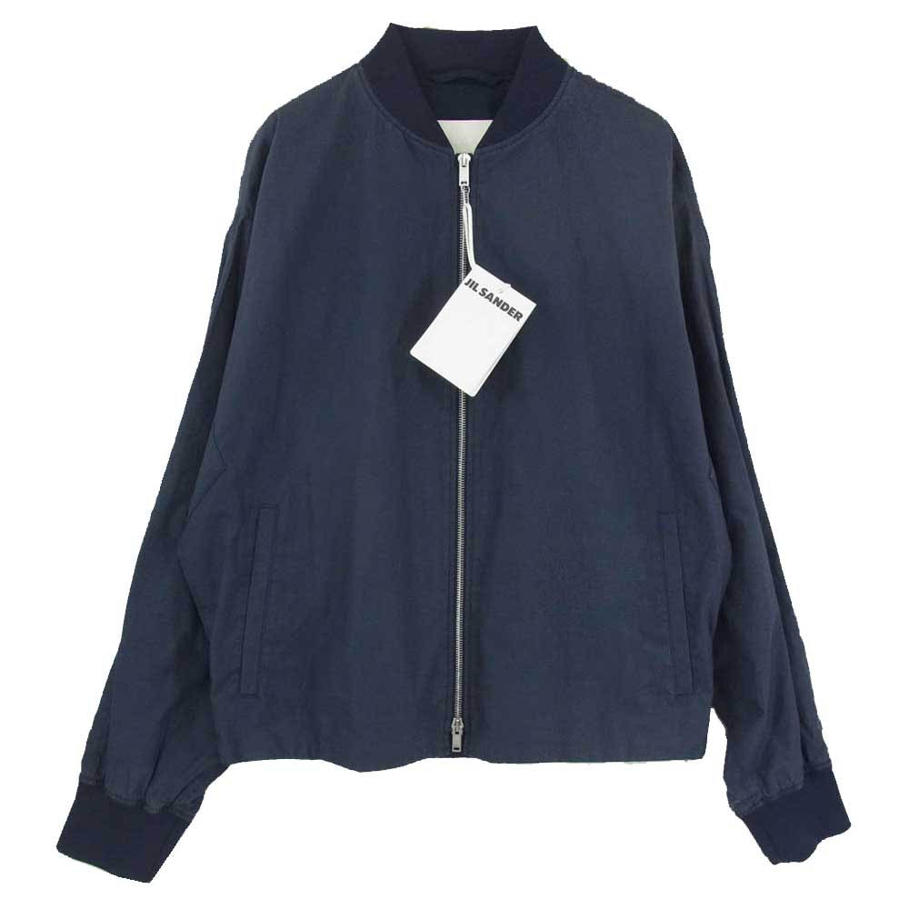 JIL SANDER ジルサンダー 20SS JSMQ420801MQ24260001 Alfred フロントジップ ナイロン ボンバージャケット ネイビー系 44【美品】【中古】