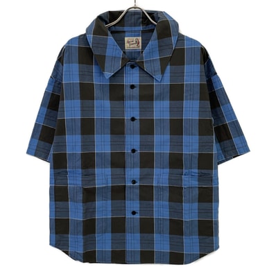 ヒステリックグラマー 01211AH05 ブルー SUPER HYS刺繍 オーバーサイズシャツ F