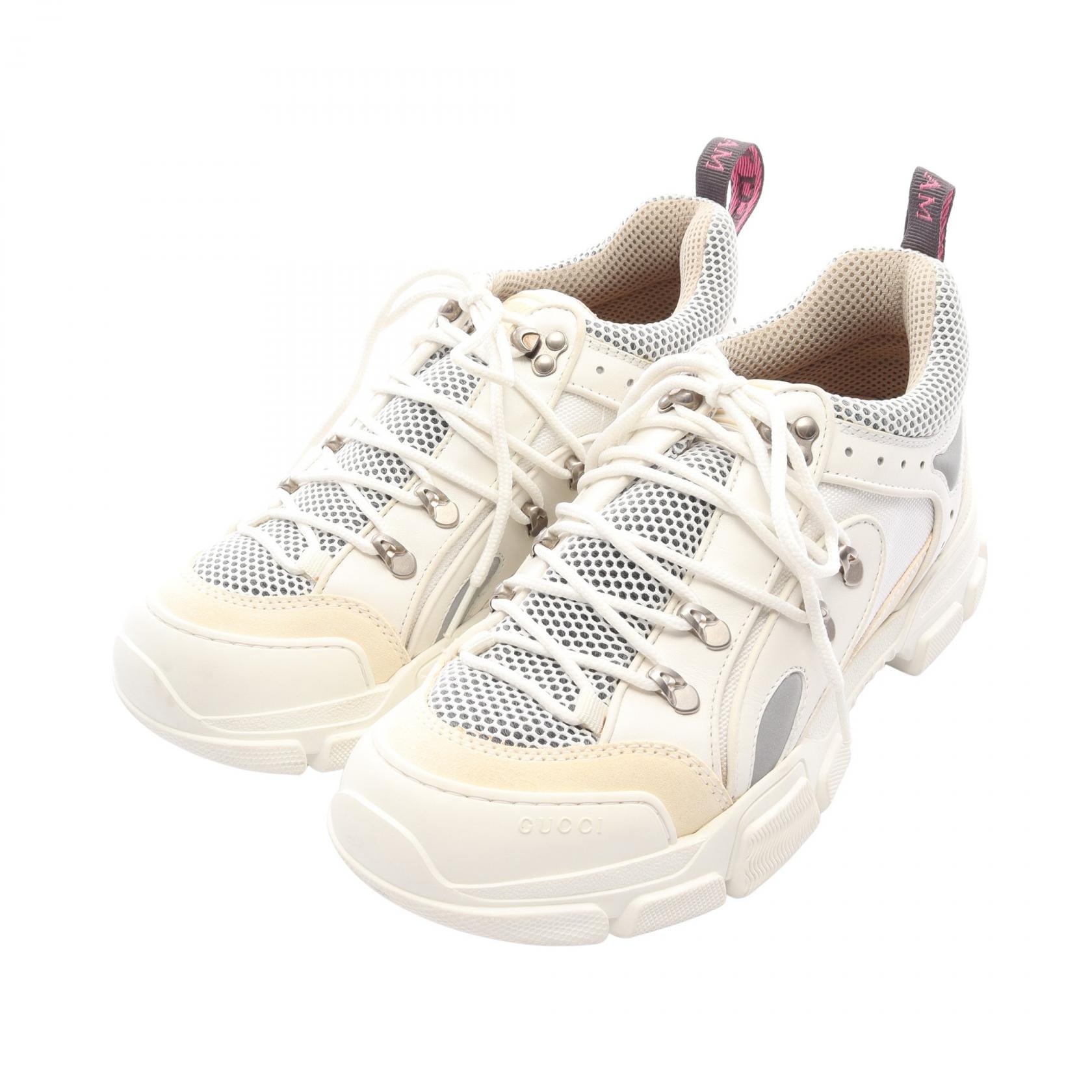 グッチ GUCCI フラッシュトレック スニーカー 靴 レザー スウェード ファブリック メンズ ホワイト系 【中古】