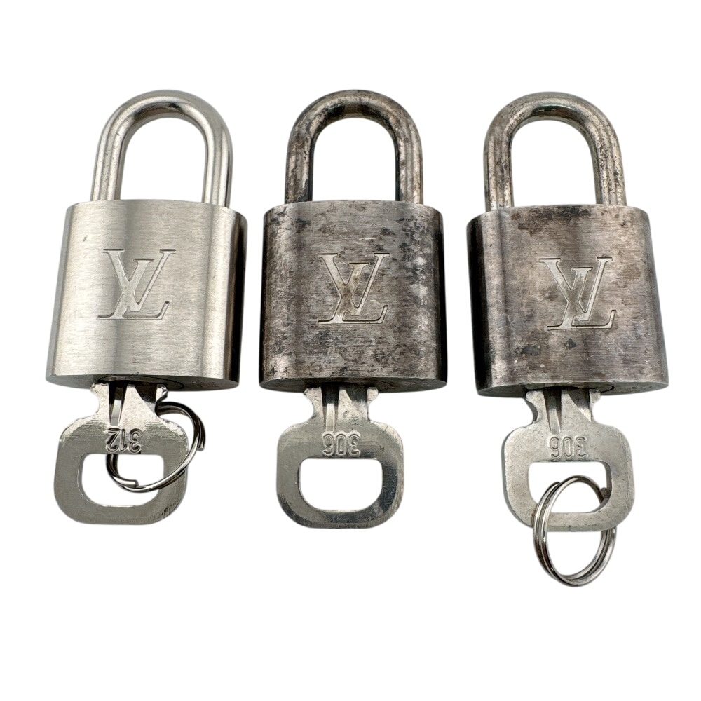 ルイヴィトン LOUIS VUITTON その他アクセサリー パドロック 鍵 南京錠 カデナ チャーム アクセサリー キー 3点セット まとめて 306 312 306 シルバー