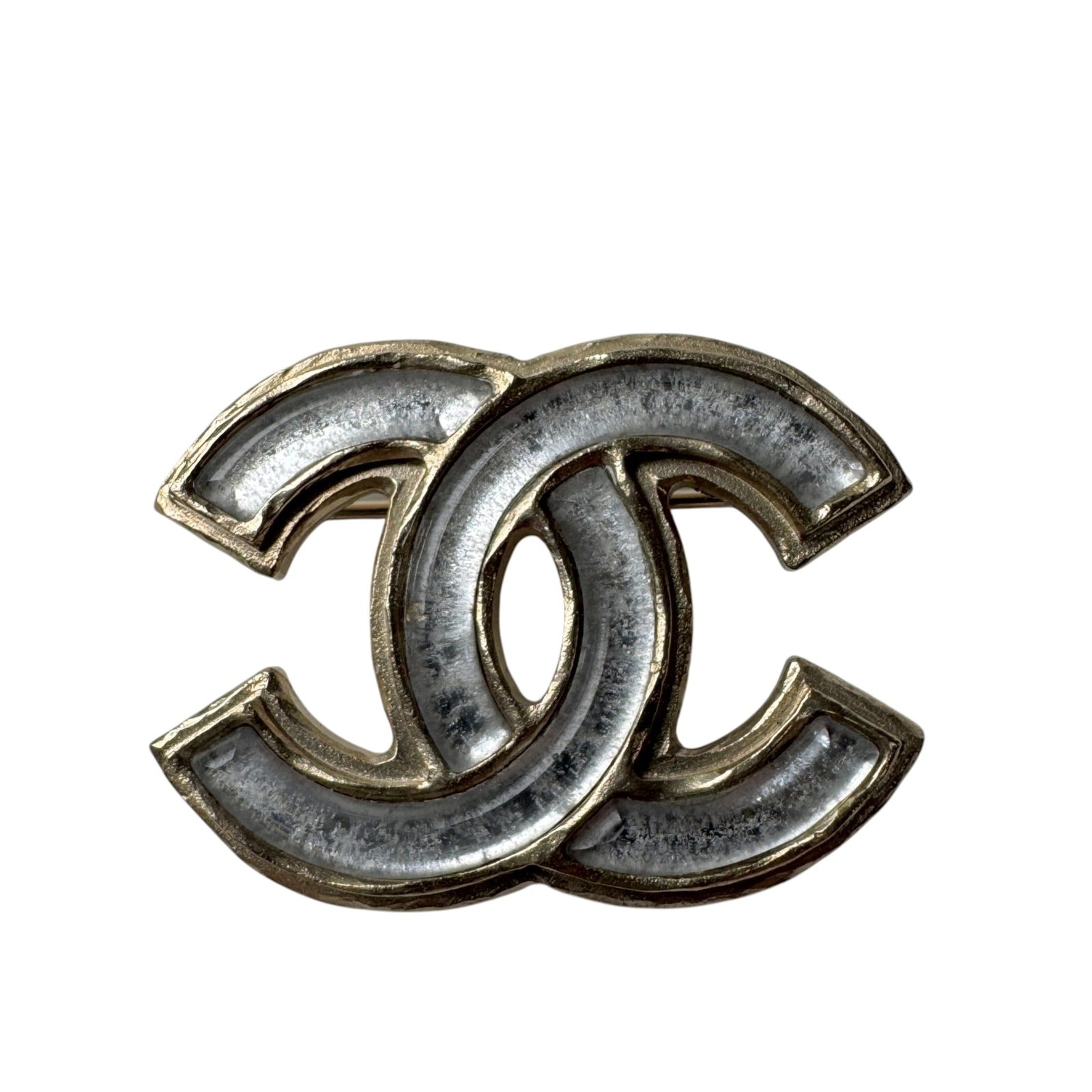 シャネル CHANEL ココマーク ブローチ B12 A シルバー×ゴールド金具 レディース