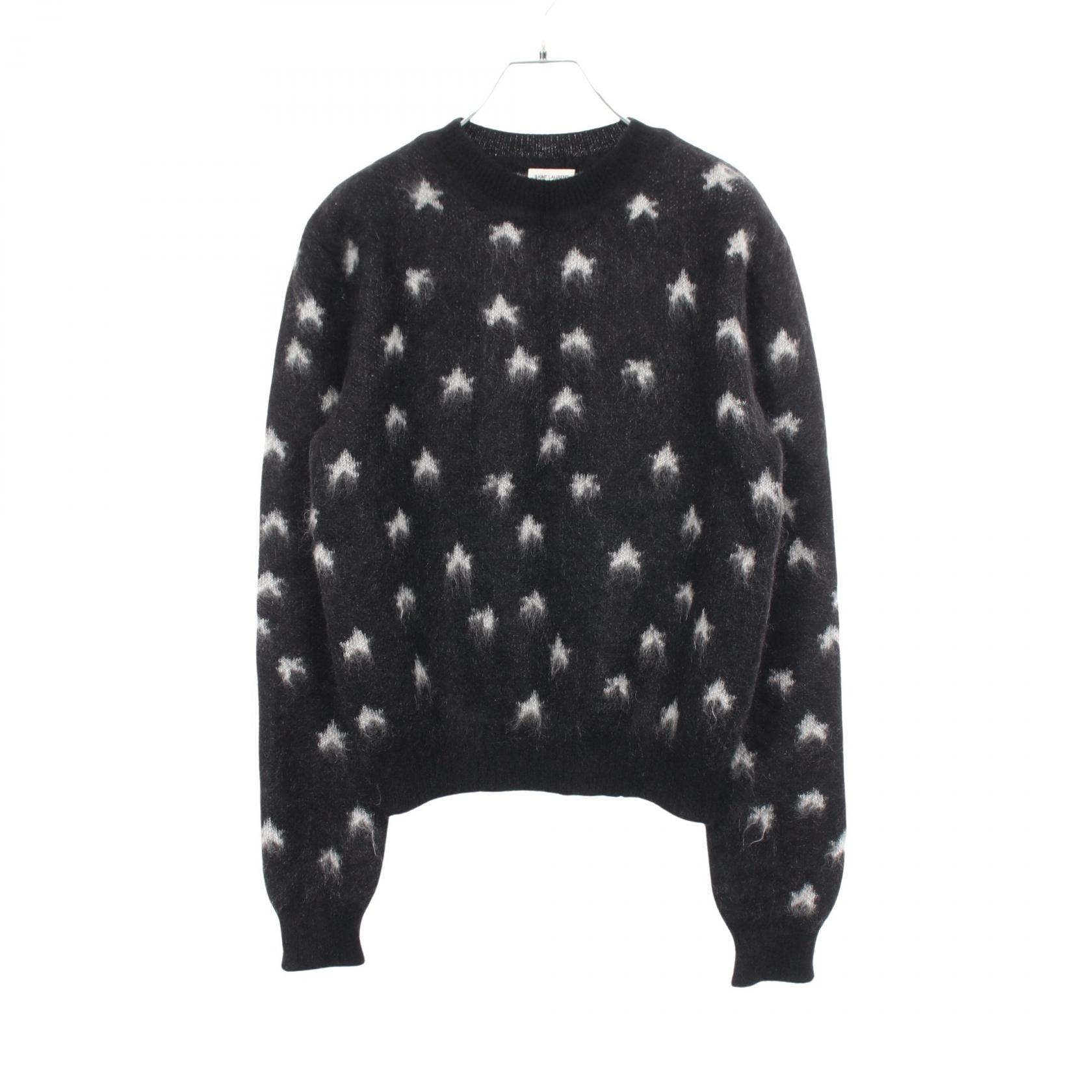 サンローランパリ SAINT LAURENT PARIS スター柄 ニット 衣料品 トップス モヘヤ / ナイロン レディース ブラック系 / ホワイト系 【中古】