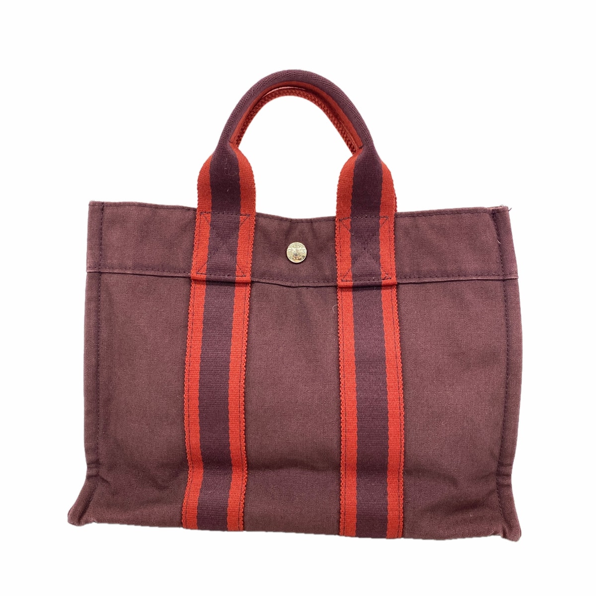【6ib2683】エルメス トートバッグ フールトゥPM キャンバス ブラウン シルバー金具【中古】レディース
