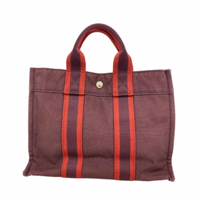【6ib2683】エルメス トートバッグ フールトゥPM キャンバス ブラウン シルバー金具【中古】レディース