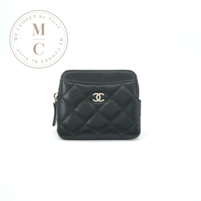 シャネル CHANEL 財布 コインケース 小銭入れ ブラック ゴールド ココマーク クラシック ジップ コインパース カードケース