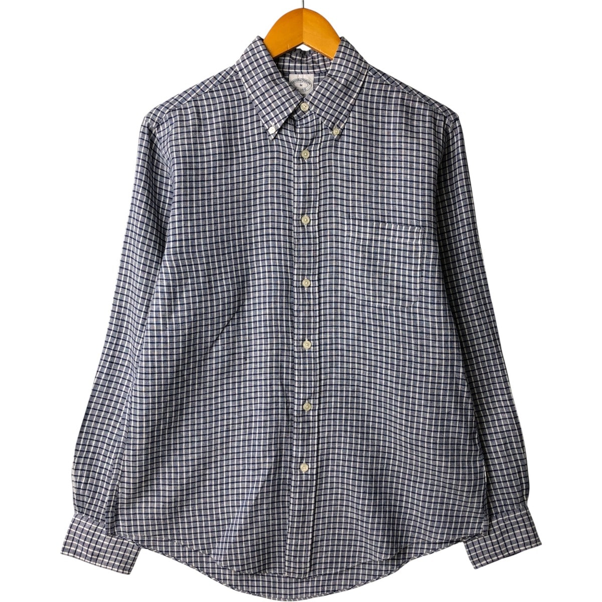 古着 ブルックスブラザーズ Brooks Brothers Est.1818 チェック柄 長袖 リネン ボタンダウンシャツ メンズM相当/eaa595878