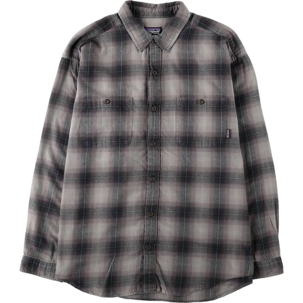 古着 00年代 パタゴニア Patagonia ORGANIC COTTON オーガニックコットン 53836F9 オンブレチェック 長袖 ライトネルチェックシャツ メンズL相当/evb036051