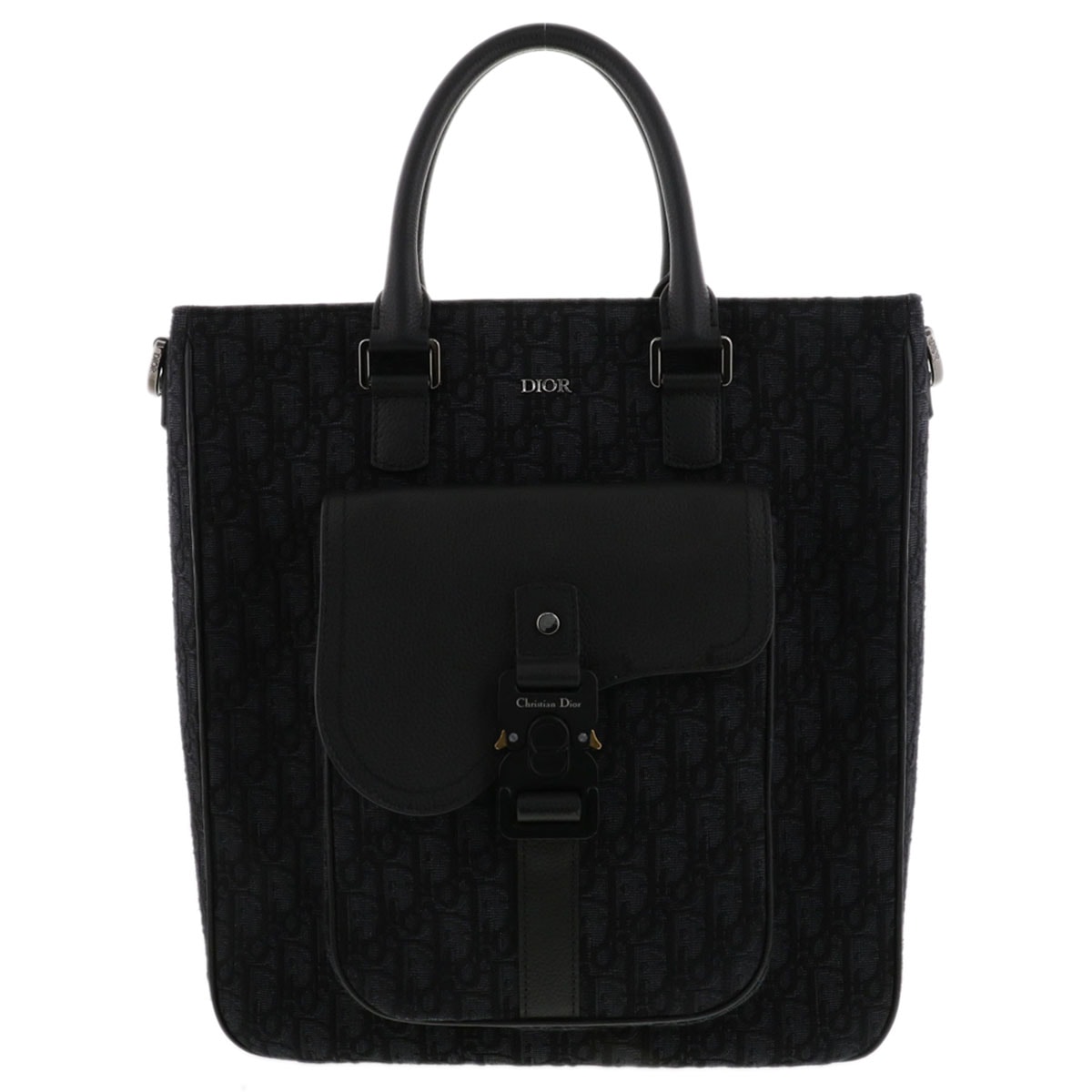Dior ディオール サドル トートバッグ トートバッグ 1ADSH241YKS_H03E キャンバス ブラック  メンズ【中古】