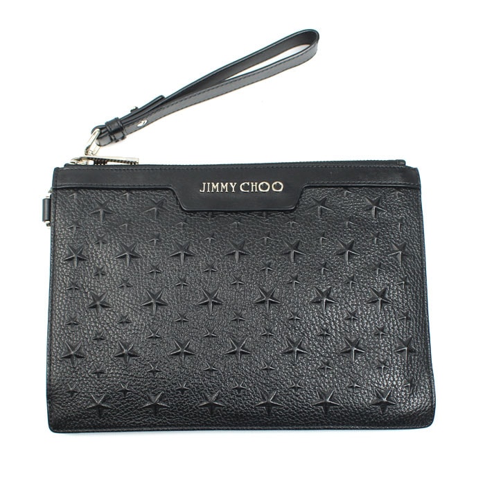 JIMMY CHOO ジミーチュウ デレク DEREK MINI クラッチバッグ ブラック ユニセックス【中古】