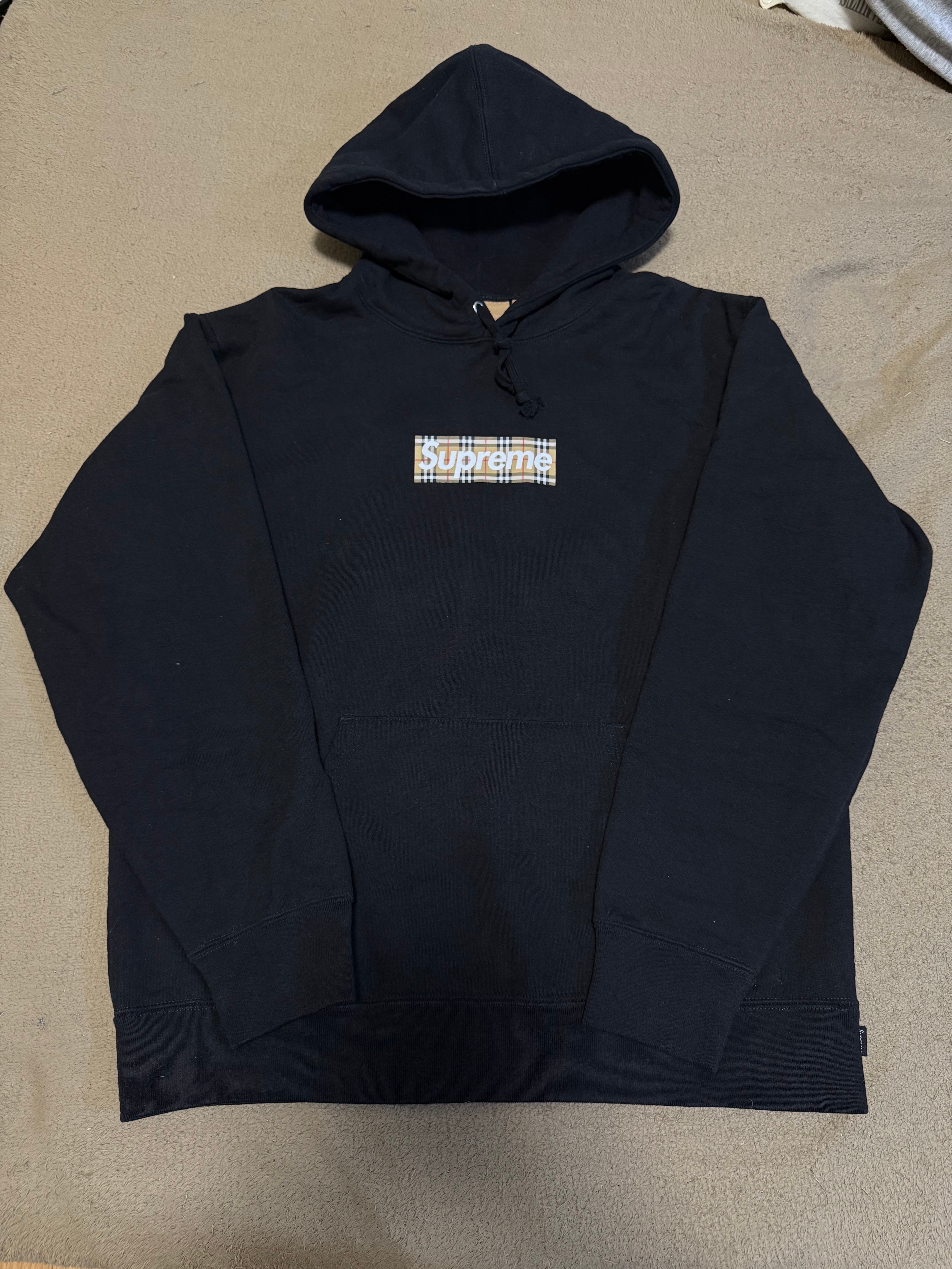 Supreme / Burberry Box Logo Hooded Sweatshirt "Black"