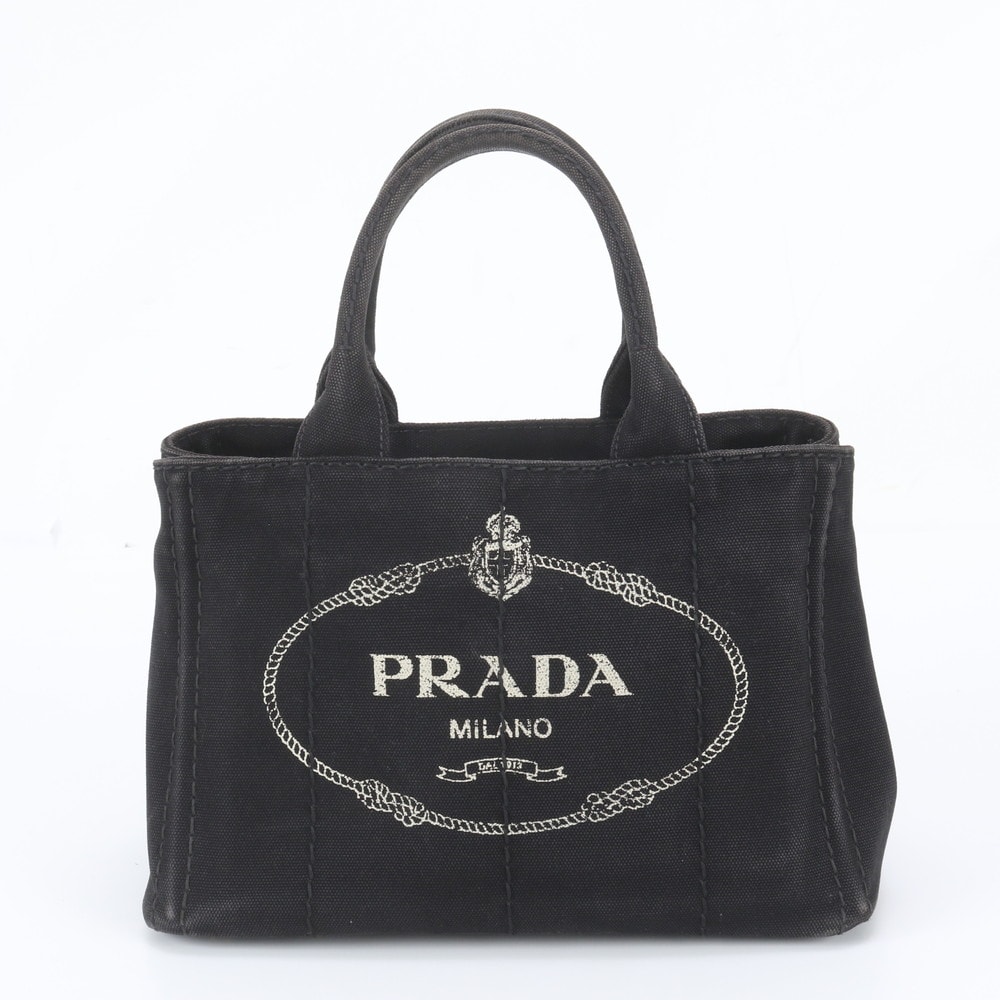 ■美品 プラダカナパ トート バッグ レザー×キャンバス
