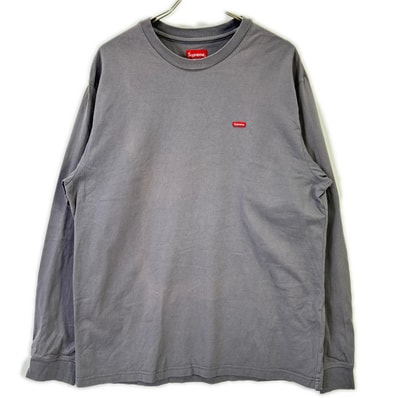 シュプリーム グレー Small Box L/S Tee スモールボックスロゴロングスリーブカットソー L