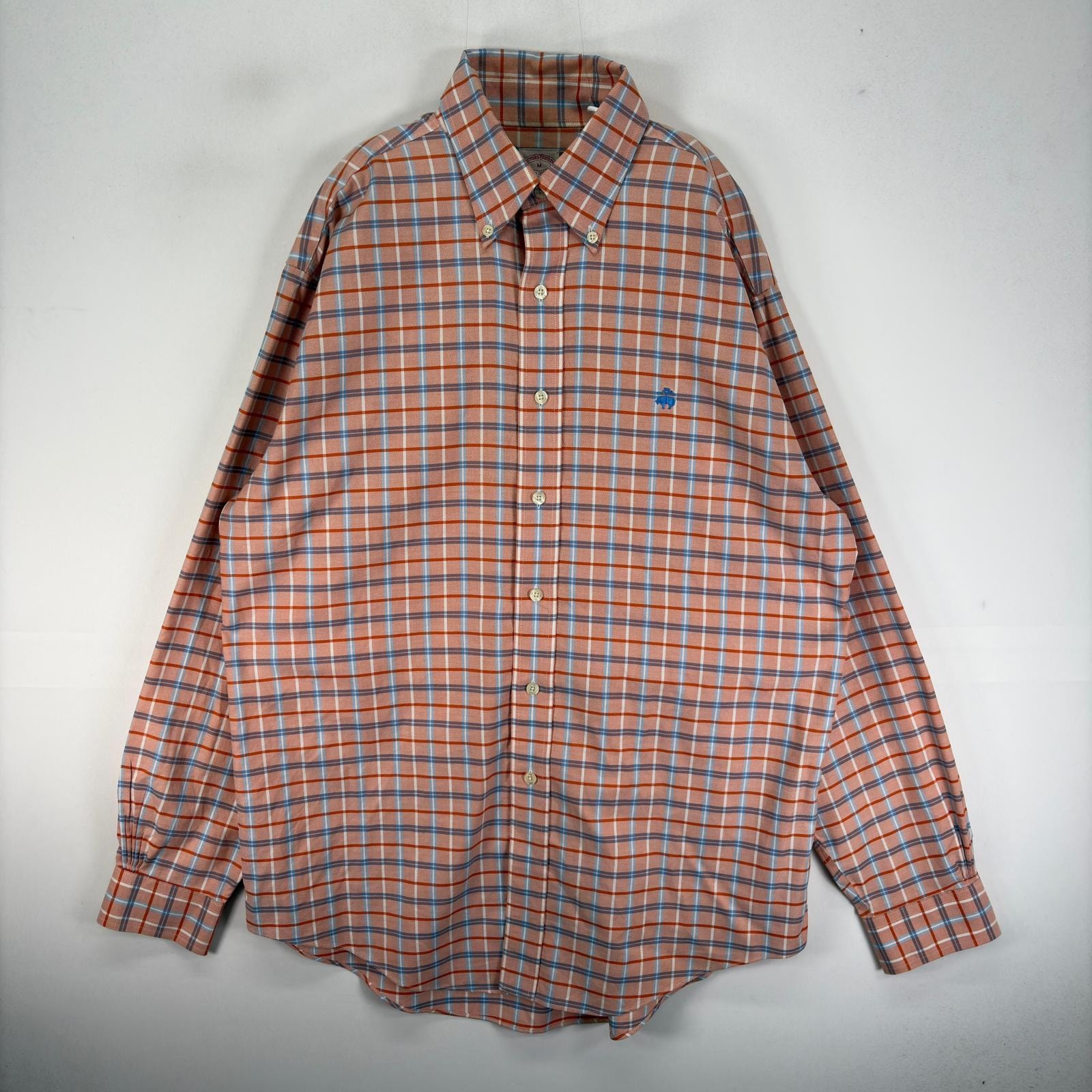 古着 ブルックスブラザーズ Brooks Brothers 長袖シャツ 胸ポケ M  オレンジ系 チェック メンズ