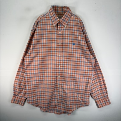 古着 ブルックスブラザーズ Brooks Brothers 長袖シャツ 胸ポケ M オレンジ系 チェック メンズ