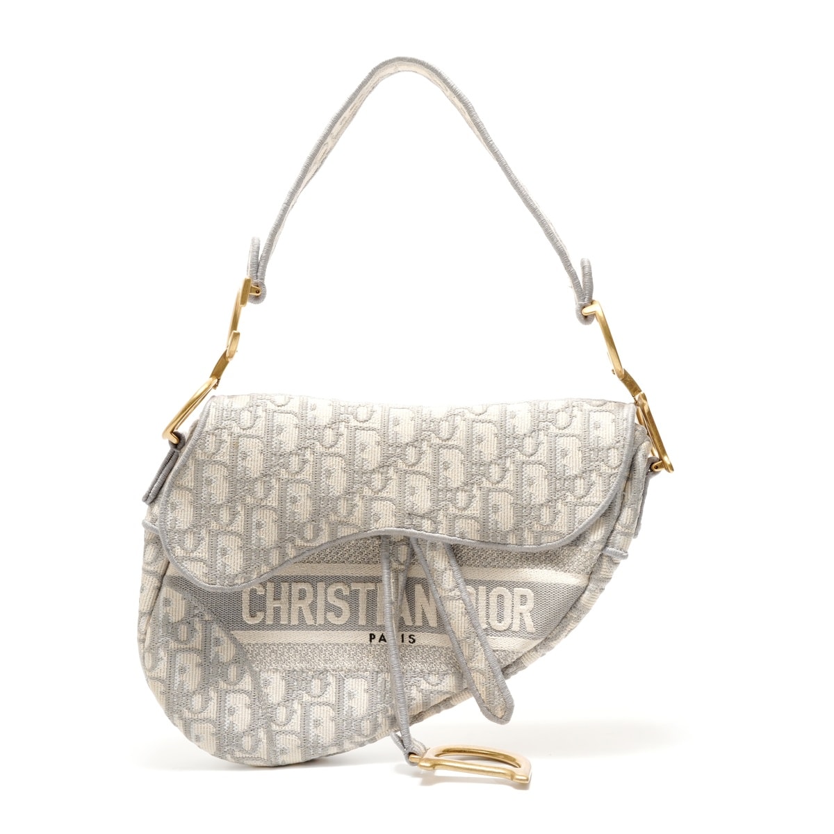 ディオール Dior オブリーク エンブロダイアリー キャンバス サドルバッグ ショルダーバッグ【中古】