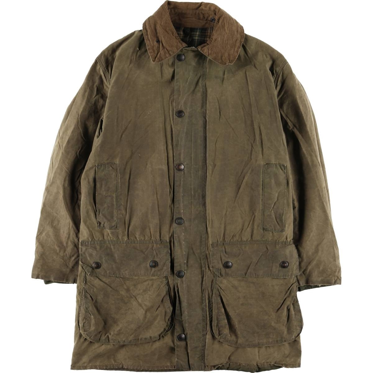 古着 80~90年代 バブアー Barbour BORDER ボーダー 旧3ワラント ワックスコットン オイルドジャケット 英国製 メンズM相当 ヴィンテージ/eaa604892