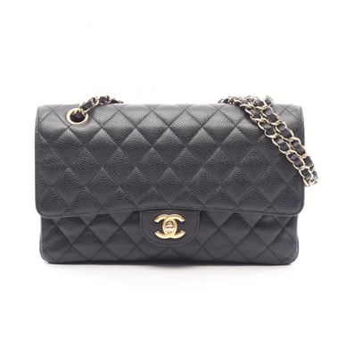 シャネル CHANEL マトラッセ Wフラップ ショルダーバッグ バッグ キャビアスキン(グレインドカーフ) レディース ブラック系 【中古】