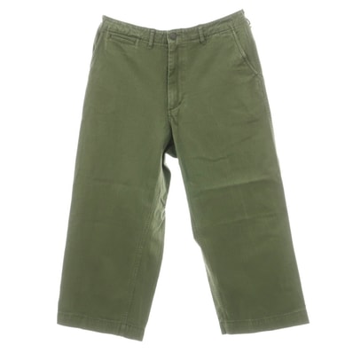 【中古】ビームスプラス BEAMS PLUS コットン ヘリンボーン ワークパンツ オリーブグリーン【サイズL】【メンズ】
