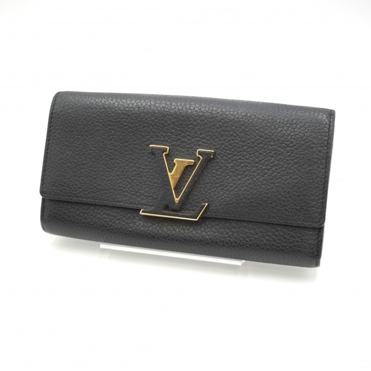 LOUIS VUITTON(ルイ・ヴィトン)カプシーヌ ポルトフォイユ・カプシーヌ ヴィンテージ 長財布 ブラック トリヨンレザー ゴールド金具 レディース M61248【中古】