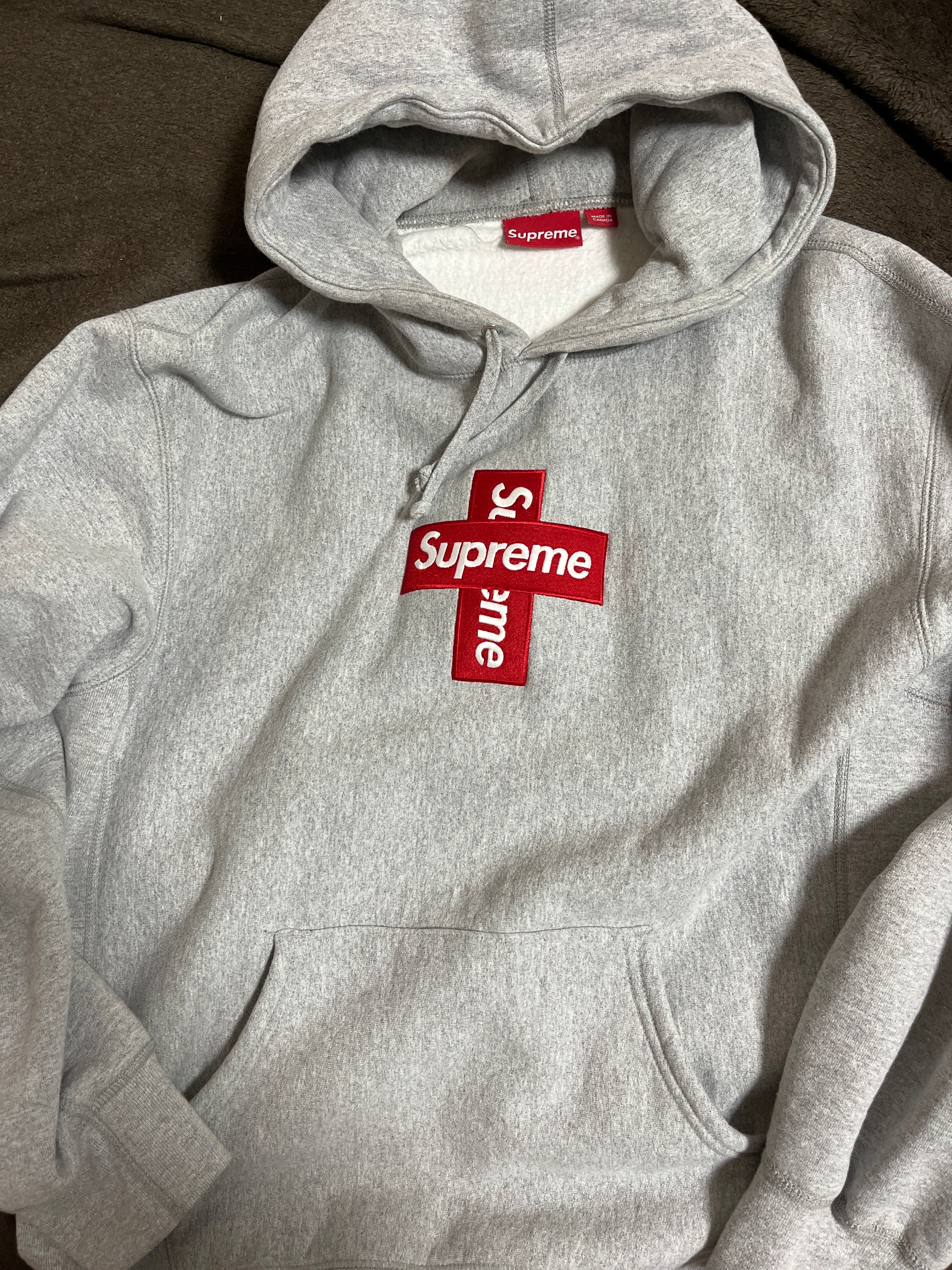 Supreme Cross Box Logo Hooded Sweatshirt "Grey"