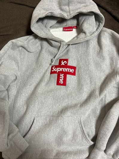 Supreme Cross Box Logo Hooded Sweatshirt "Grey"