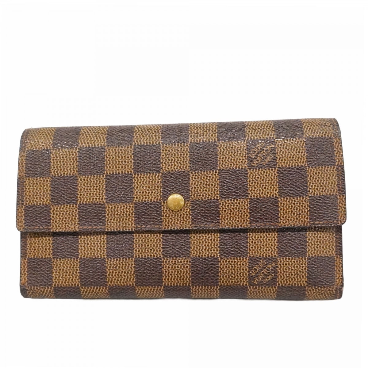 【6da0573】ルイヴィトン 三つ折り長財布 ダミエ ポルトトレゾールインターナショナル N61215 エベヌ【中古】レディース