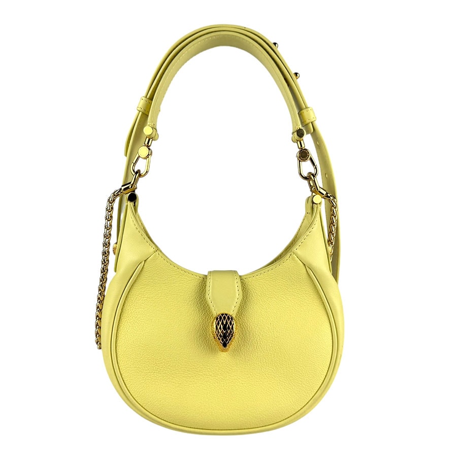 ブルガリ BVLGARI ショルダーバッグ 2Wayバッグ セルペンティ レザー/メタル ライトイエロー/ゴールド レディース【中古】 z8059