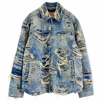 Diesel D-Ivar-Fsg1 Jacket In Floating-Thread Denim "Medium Blue"