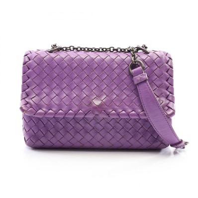 ボッテガヴェネタ BOTTEGA VENETA オリンピア イントレチャート ショルダーバッグ バッグ レザー レディース パープル系 【中古】