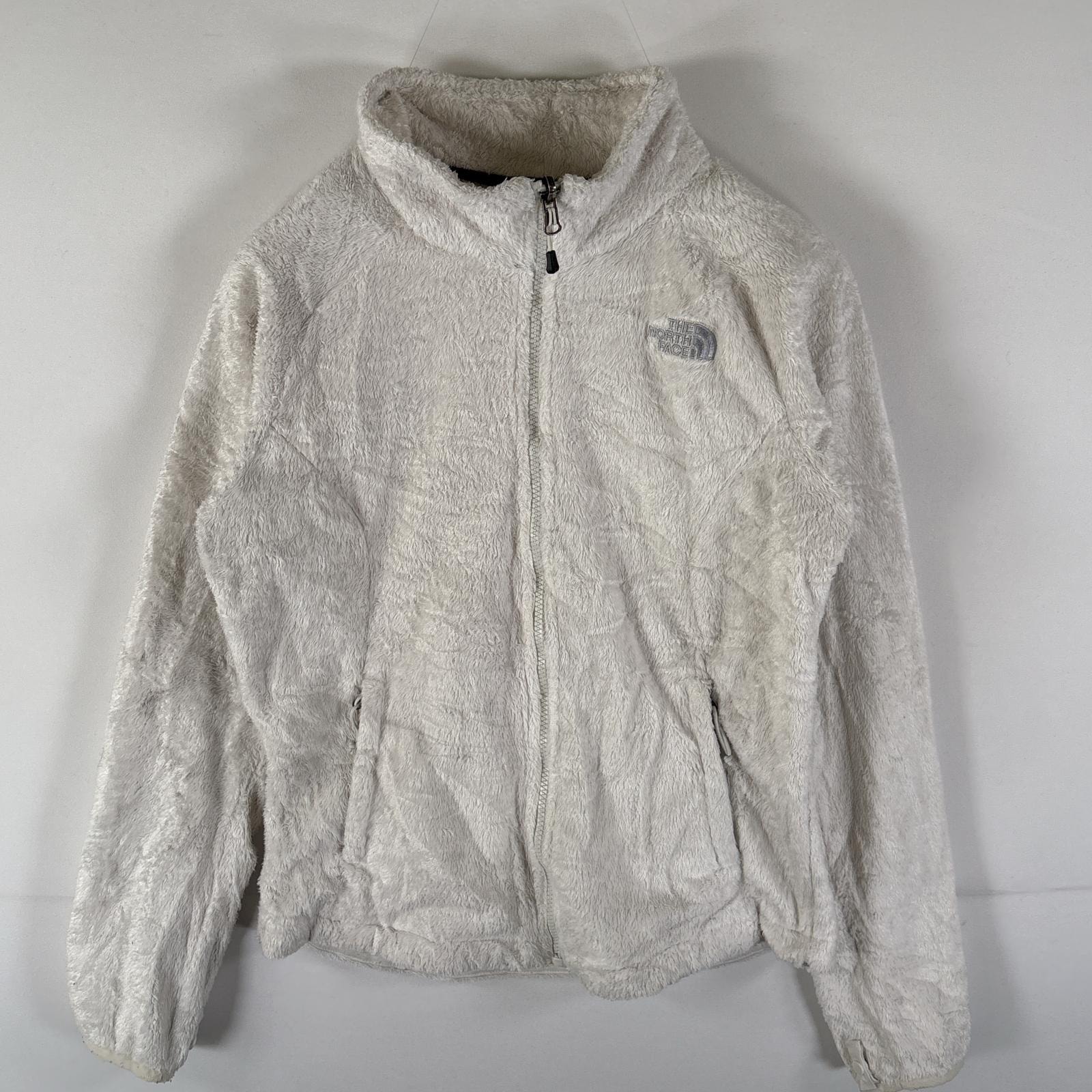 古着 ザ・ノースフェイス THE NORTH FACE フリースジャケット フルジップ ボア アウトドア ワンポイントロゴ刺繍 S  ホワイト レディース