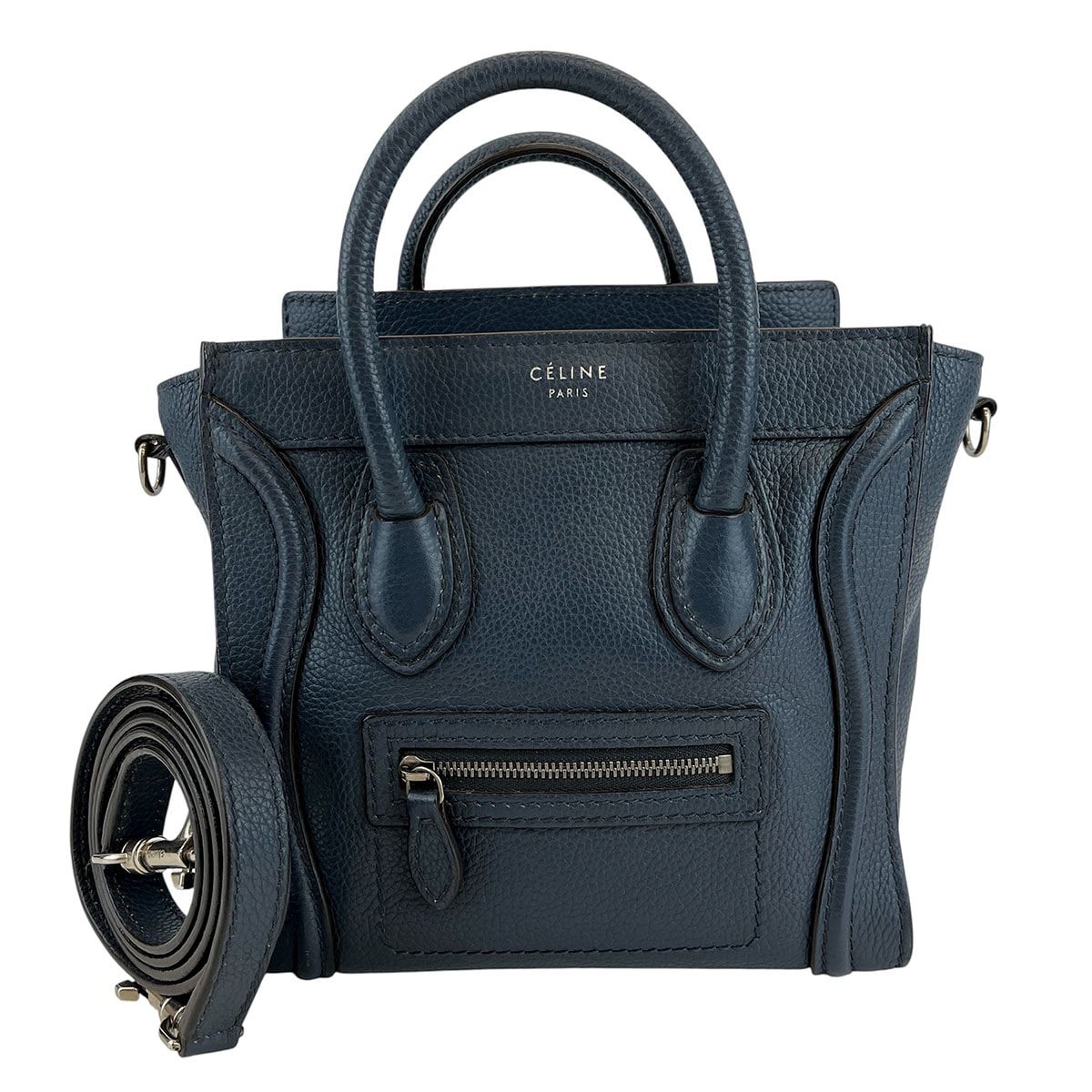 CELINE セリーヌ ラケージ 2WAY ハンドバッグ ショルダーバッグ レザー ネイビー レディース【中古】