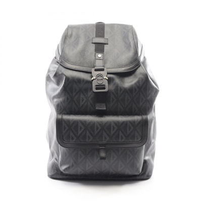 ディオール Dior HIT THE ROAD ヒット ザ ロード スモール CDダイヤモンド リュックサック バックパック バッグ PVCコーティングキャンバス レザー メンズ ブラック系 【中古】