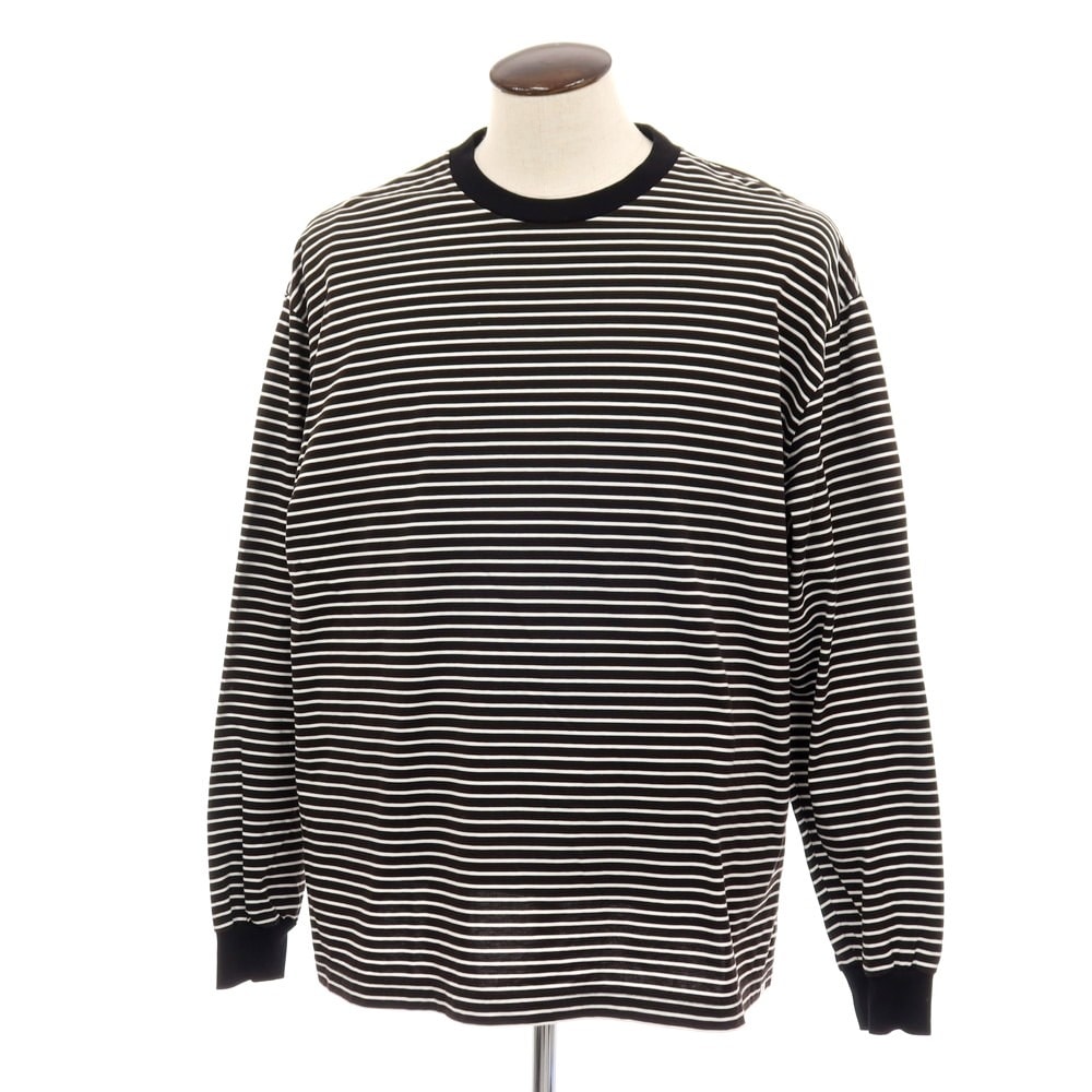【中古】ユニフォームエクスペリメント uniform experiment コットン ボーダー クルーネック 長袖Tシャツ ブラックxホワイト【サイズXL】【メンズ】