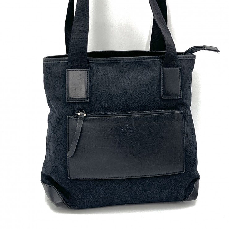 GUCCI(グッチ)GGキャンバス トートバッグ GG柄 ブラック キャンバス レザー レディース 019 0402【中古】