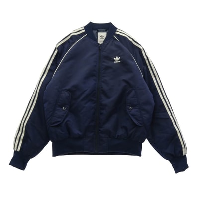 adidas アディダス ブルゾン HL9202 M QUILTED SST BMBR キルティング ボンバー ジャケット ネイビー系 L【中古】