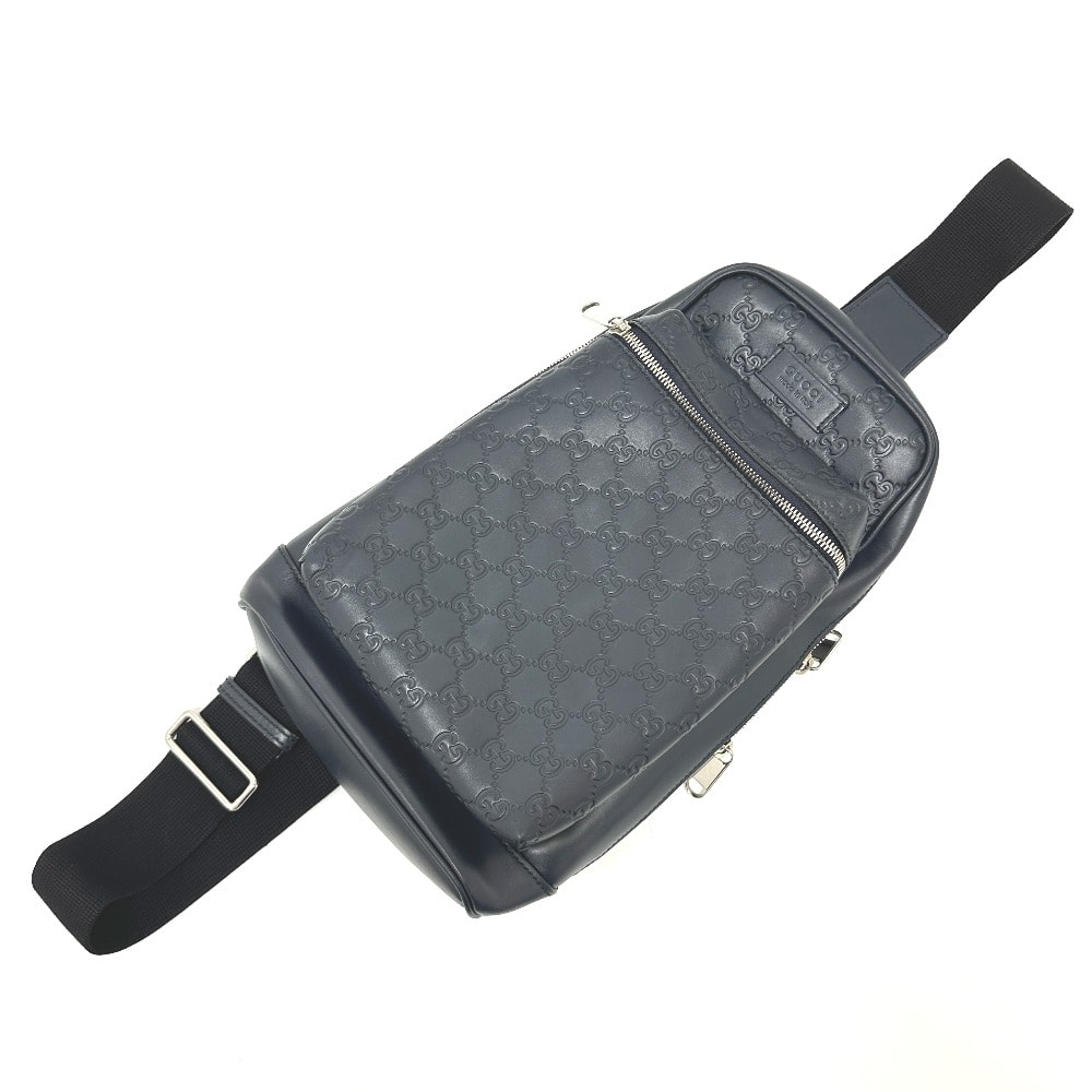 グッチ GUCCI ボディバッグ 450970 グッチシマ カバン クロスボディ 斜め掛け ショルダーバッグ レザー ネイビー