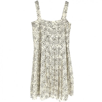 CHANEL シャネル ワンピース キャミワンピ ココボタン フラワー 花柄 レース アパレル 服 38 ベージュ コットン ナイロン レーヨン レディース 春 夏【中古品】