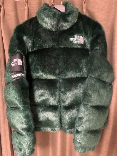 Supreme x The North Face Faux Fur Nuptse Jacket "Green"