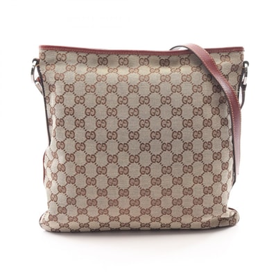 グッチ GUCCI GGキャンバス ショルダーバッグ バッグ キャンバス レザー レディース ベージュ系 / ボルドー系 113013 【中古】
