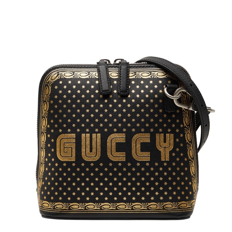 グッチ × SEGA GUCCY 斜め掛け ショルダーバッグ 511189 ブラック レザー レディース GUCCI 【中古】