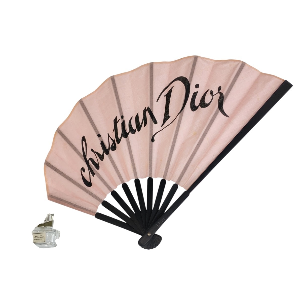 Dior ディオール ピンク ブラック キャンバス ウッド/ 扇子 香水付き 1-0295768 【中古】