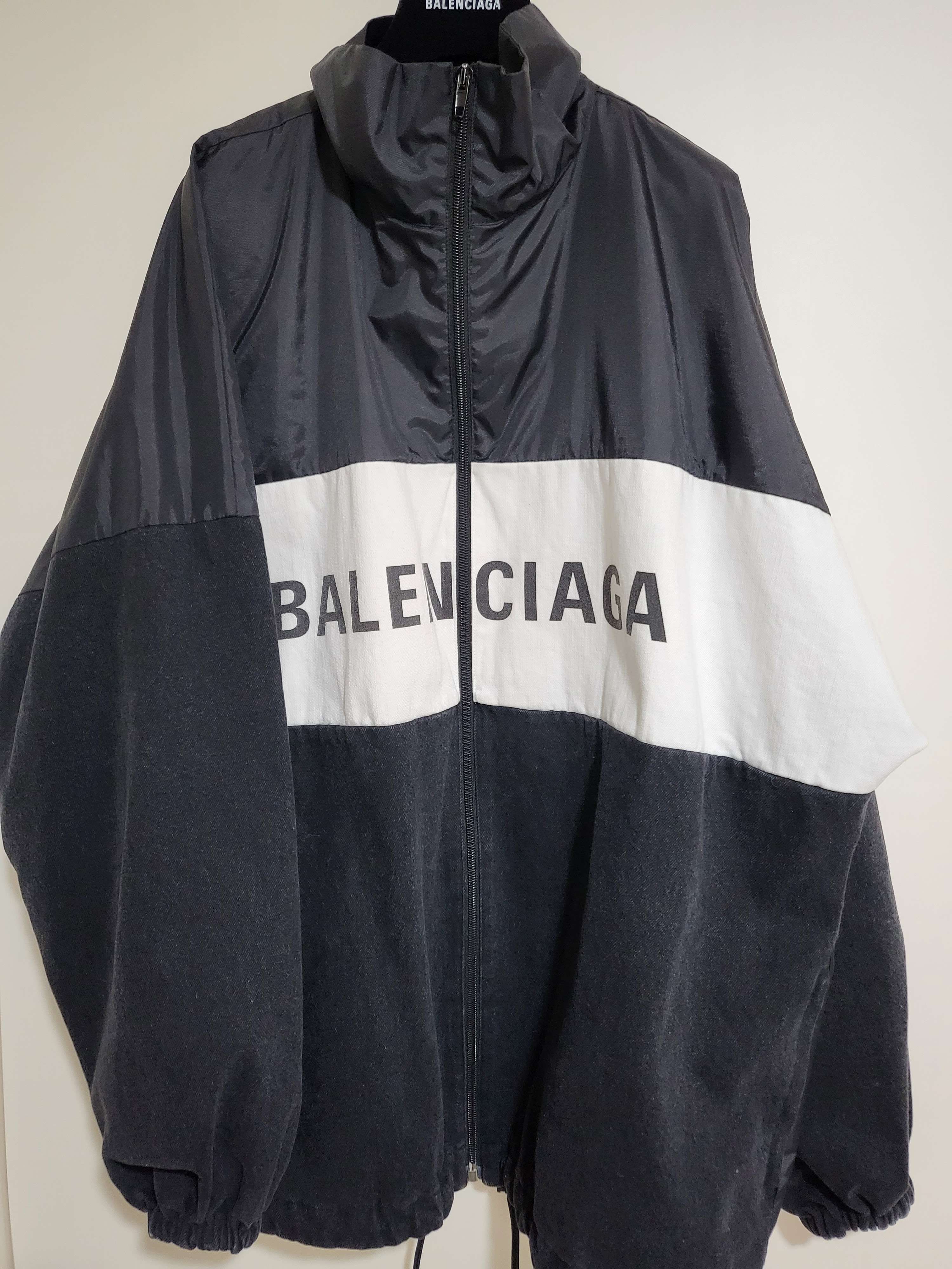 BALENCIAGA Logo Nylon Denim Track Jacket "Black"